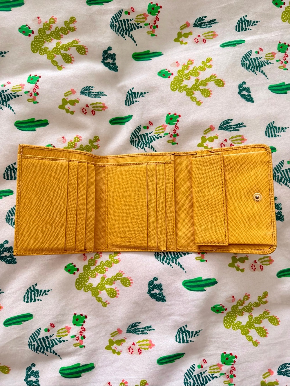 Prada Saffiano Leather Yellow Compact Trifold Wallet - Picture 4 of 6